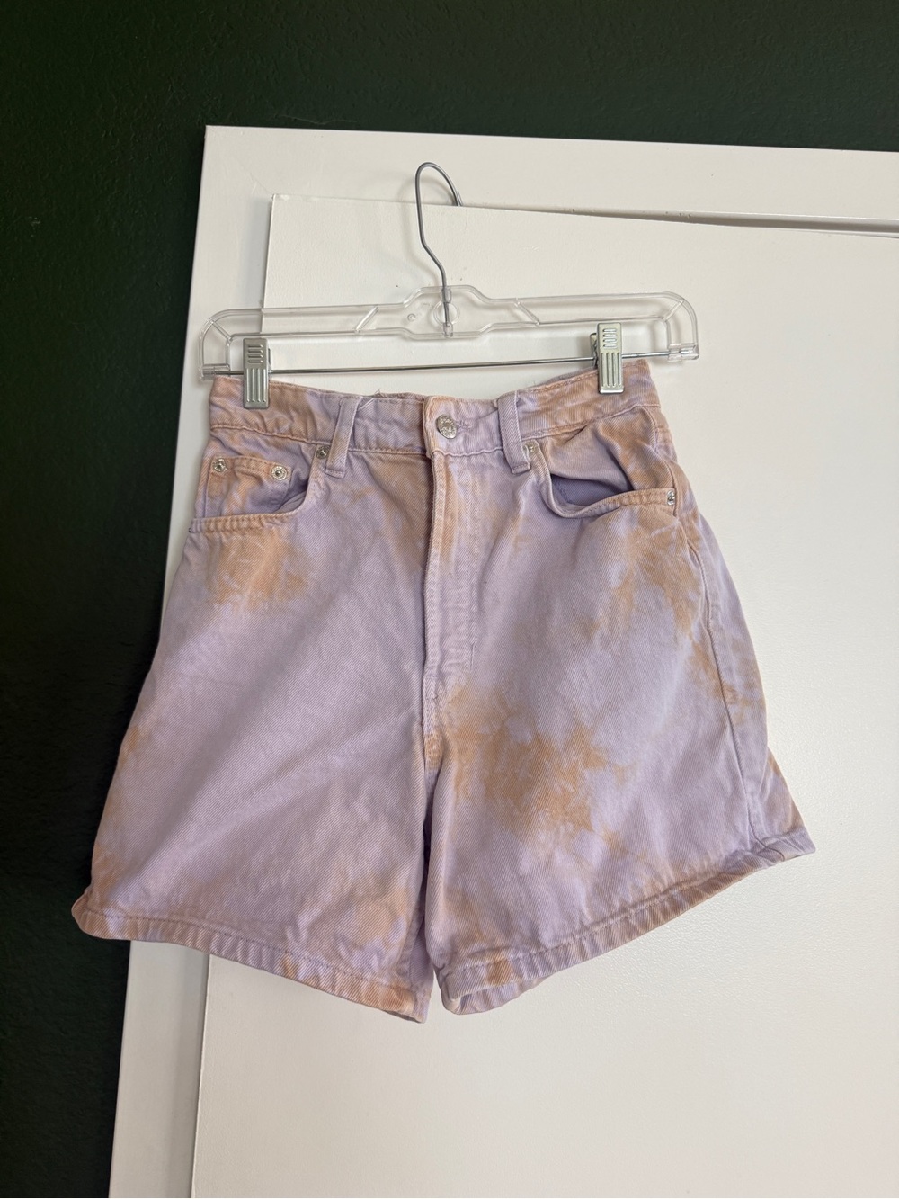 Zara Lavender and Tan Tie-Dye High-Waist Women's Shorts